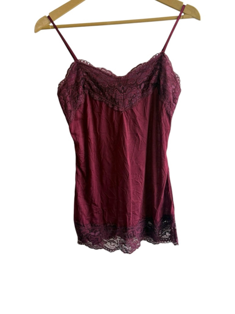 Vanity Size Large Burgundy Crinkle Lace Trim Top Bottom Cami Top Whimsigoth